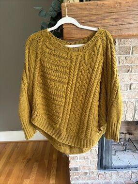 Angel Of The North Mustard Cable Knit Sweater